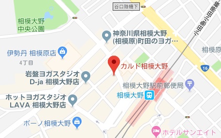 カルド相模大野店と相模大野駅周辺のホットヨガスタジオの地図