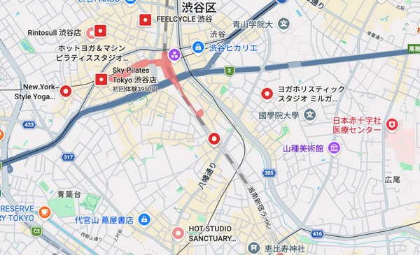 渋谷のホットヨガスタジオ