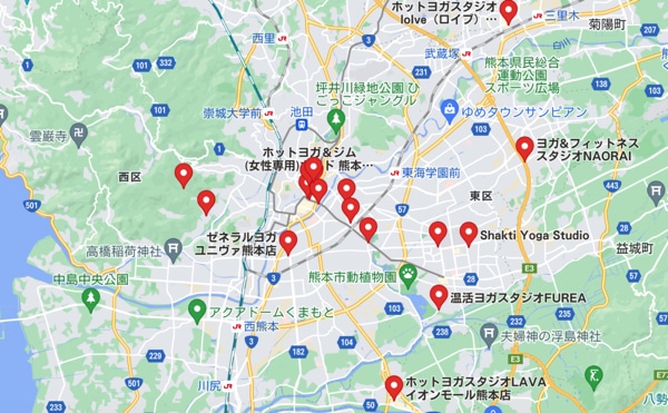 熊本県内のホットヨガスタジオを比較