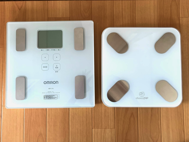 ちょこザップの体重計とオムロンの体重計